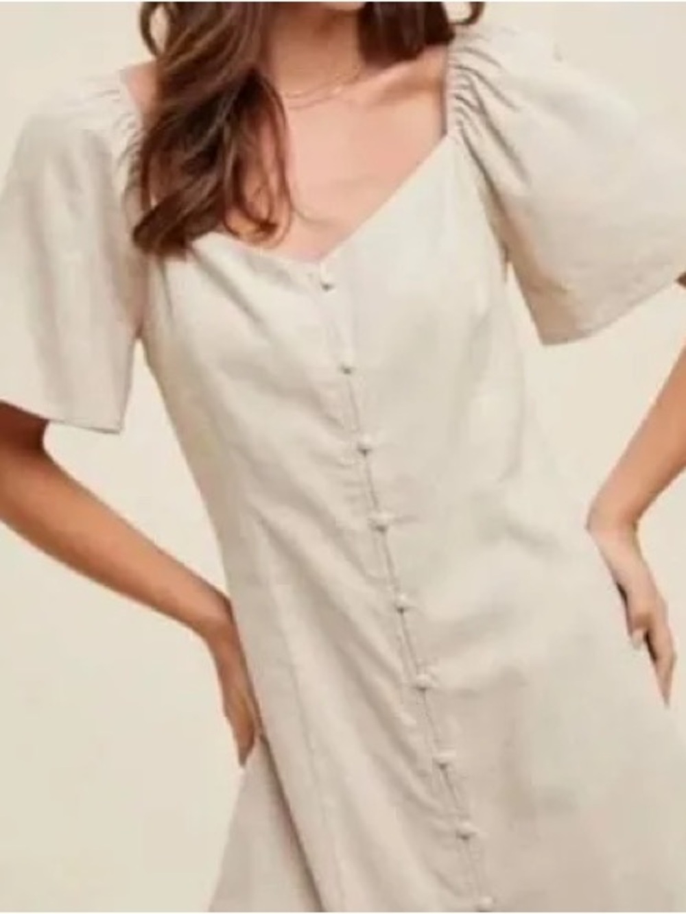 Abercrombie & Fitch Beige Button-Front Mini Dress